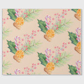 KerstBouquet Burnt Oranje Snoep Barry Cadeaupapier (Vlak)