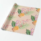KerstBouquet Burnt Oranje Snoep Barry Cadeaupapier (Uitgerold)