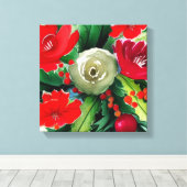 KerstBouquet Canvas Afdruk (Insitu (Houten vloer))
