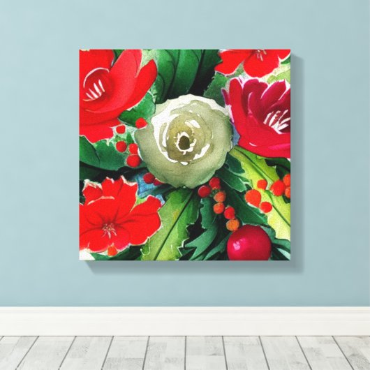 KerstBouquet Canvas Afdruk (Insitu (Houten vloer))