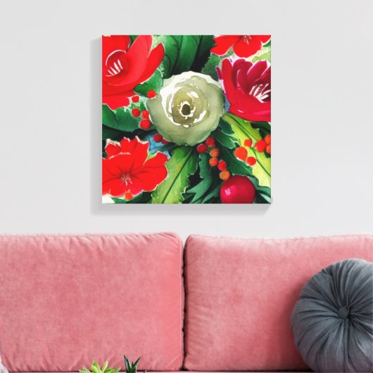 KerstBouquet Canvas Afdruk (Insitu (Woonkamer))