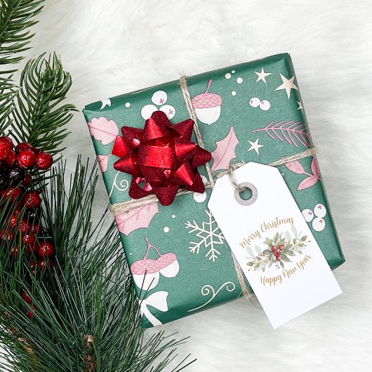 KerstBouquet met Cranberry Cadeaulabel