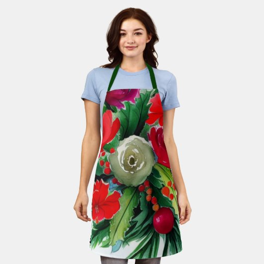 KerstBouquet Schort (Gedragen)