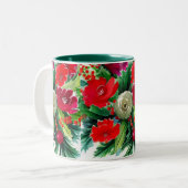 KerstBouquet Tweekleurige Koffiemok (Voorkant links)