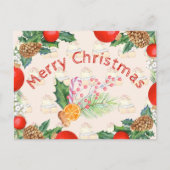 KerstBouquet verbrand Oranje Snoep Barry Wreath Feestdagenkaart (Voorkant)