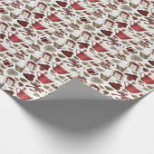 KerstBourgundy Hot Cocoa Pinecones Cadeaupapier (Hoek)