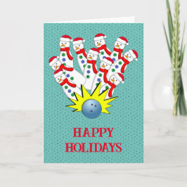 Kerstbowlen Sneeuwmannen... Strike! Kerstkaart Feestdagen Kaart