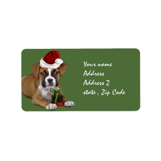 Kerstboxeerpuppy Etiket (Voorkant)