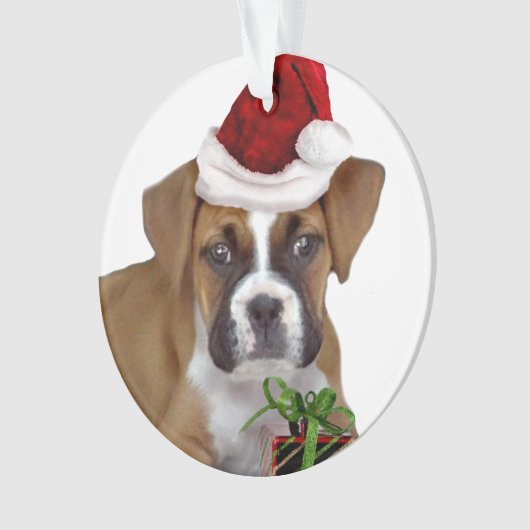 Kerstboxeerpuppy Ornament (voorkant)