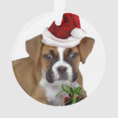 Kerstboxeerpuppy Ornament (voorkant)