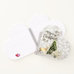 Kerstboxen, pine-structuur, Deer, Glittery Bokeh Notitieboek