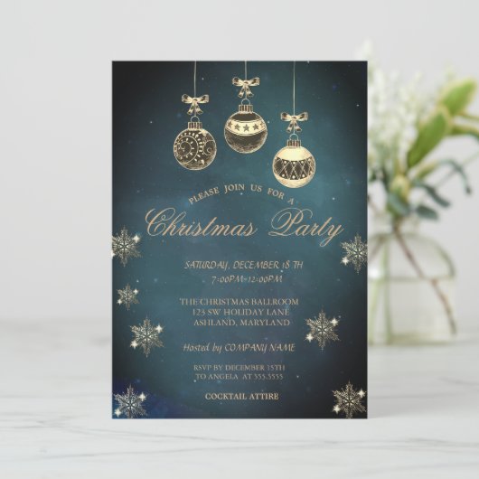 kerstboxen, Snowflakes Company Party Kaart (Staand voorkant)