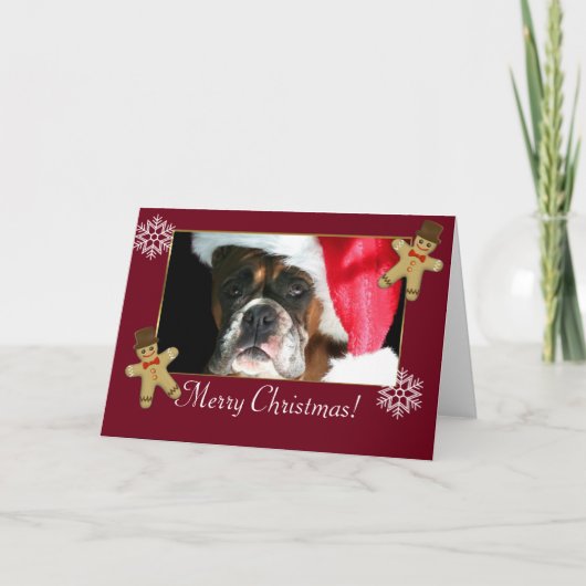Kerstboxer Dog Feestdagen Kaart (Voorkant)