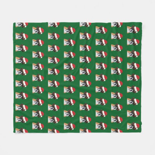 kerstboxer Dog Fleece Deken (Voorkant (Horizontaal))