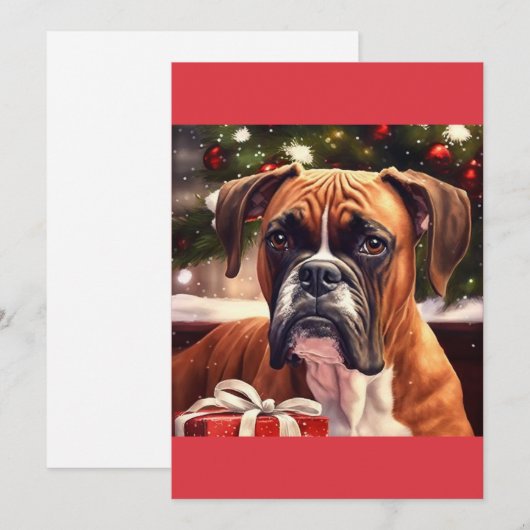kerstboxer Dog Gift T-Shirt Feestdagenkaart (Voorkant / Achterkant)