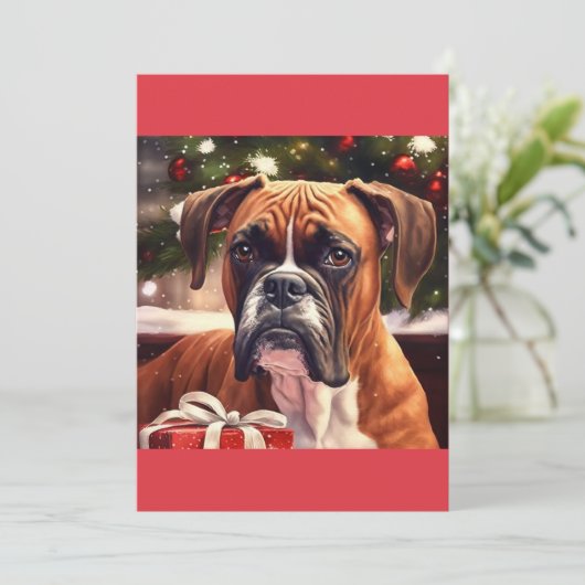 kerstboxer Dog Gift T-Shirt Feestdagenkaart (Staand voorkant)