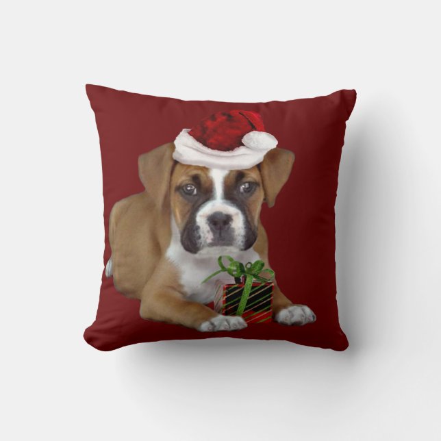 Kerstboxer Dog gooit kussens (Voorkant)