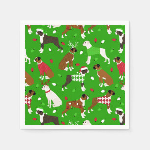 Kerstboxer Dog Napkins Servet