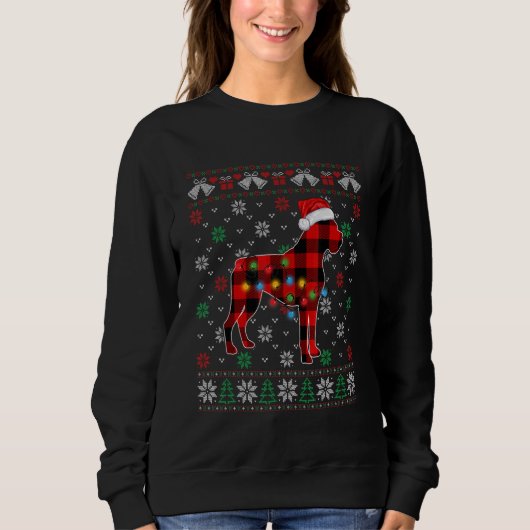 Kerstboxer Dog Santa Hat Ugly Xmas Sweater (Voorkant)