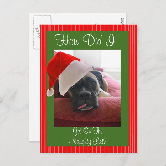 kerstboxer feestdagenkaart (Voorkant / Achterkant)