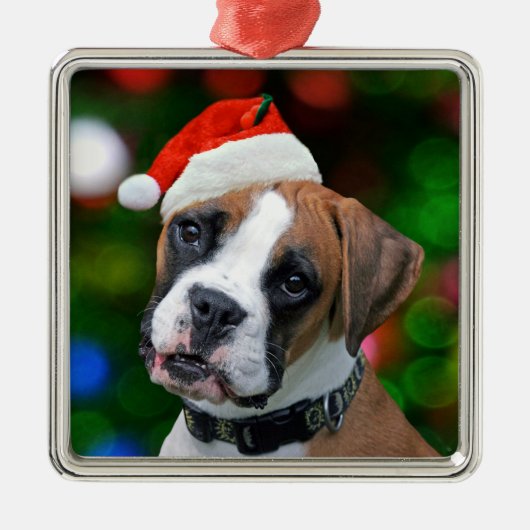 kerstboxer metalen ornament (Voorkant)