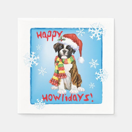 Kerstboxer Napkins Servet (Voorkant)