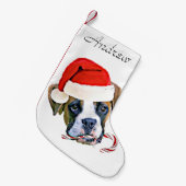 Kerstboxer puppy dog op maat kleine kerstsok (Voorkant (Hangend))