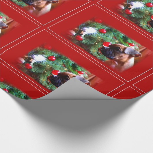 kerstboxershondpakpapier cadeaupapier (Hoek)