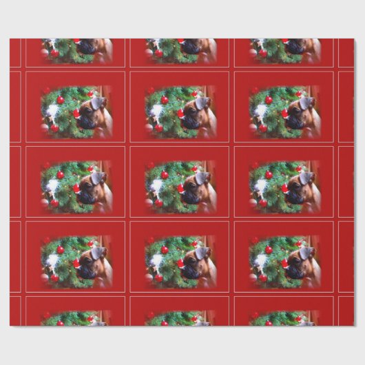 kerstboxershondpakpapier cadeaupapier (Vlak)