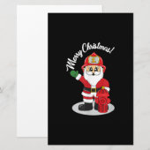 Kerstbrandweerman, Santa Winter Briefpapier (Voorkant / Achterkant)