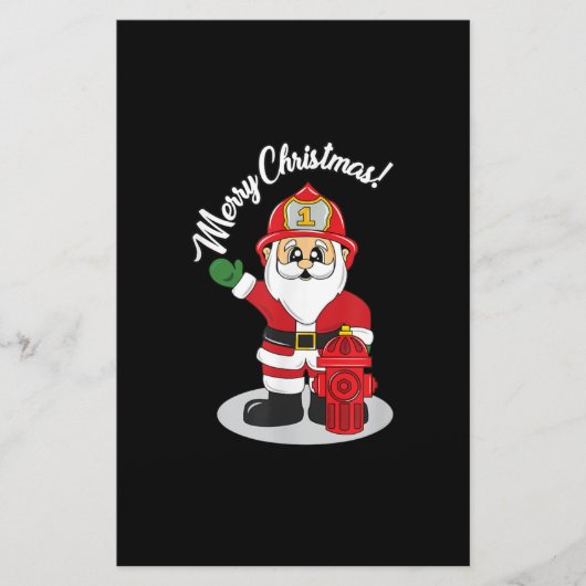 Kerstbrandweerman, Santa Winter Briefpapier (Voorkant)