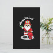 Kerstbrandweerman, Santa Winter Briefpapier (Staand voorkant)