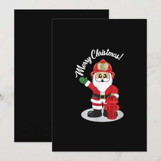Kerstbrandweerman, Santa Winter Feestdagenkaart (Voorkant / Achterkant)