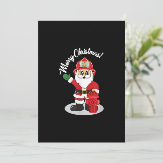 Kerstbrandweerman, Santa Winter Feestdagenkaart (Staand voorkant)