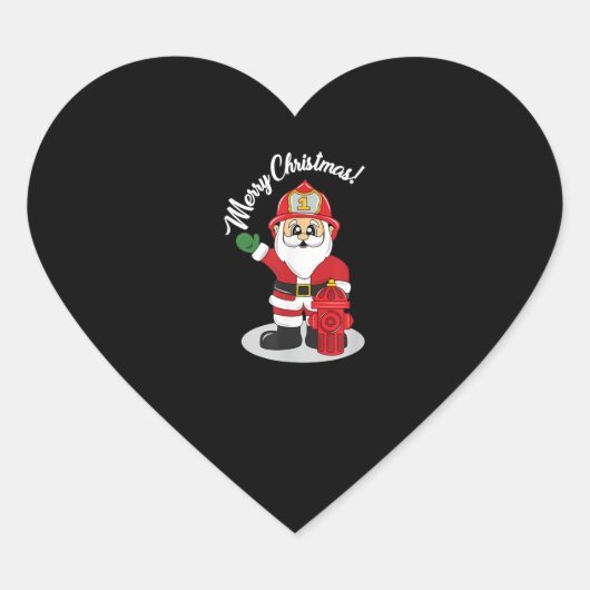 Kerstbrandweerman, Santa Winter Hart Sticker (Voorkant)
