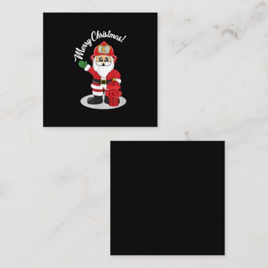 Kerstbrandweerman, Santa Winter Vierkante Visitekaartje (Voorkant / Achterkant)