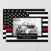 kerstbrandweerman Thin Red Line Flag Foto Feestdagenkaart (Voorkant / Achterkant)