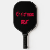 Kerstbrat rood op zwart pickleball paddle (Voorkant)