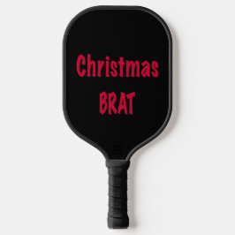 Kerstbrat rood op zwart pickleball paddle