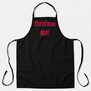 Kerstbrat rood op zwart schort