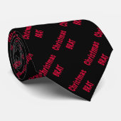 Kerstbrat rood op zwart stropdas (Opgerold)