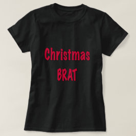 Kerstbrat rood op zwart t-shirt