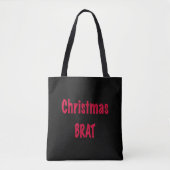 Kerstbrat rood op zwart tote bag (Voorkant)
