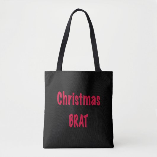 Kerstbrat rood op zwart tote bag (Voorkant)