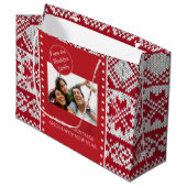 Kerstbreiwerk Large Cadeautasje (Voorkant Gekanteld)