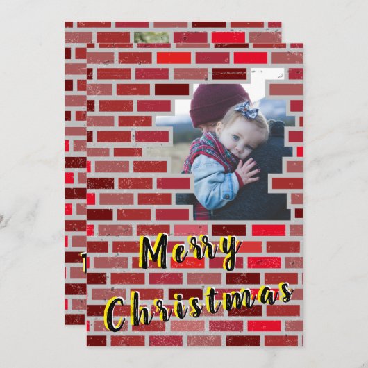 kerstbricks fotocollage feestdagenkaart (Voorkant / Achterkant)