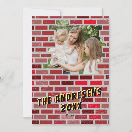 kerstbricks fotocollage feestdagenkaart (Achterkant)