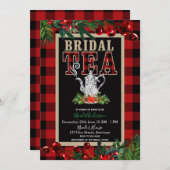 Kerstbridal Tea Party Red Black Buffalo Pset Kaart (Voorkant / Achterkant)