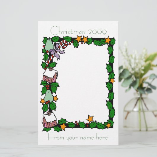 Kerstbrief 2009 briefpapier (Staand voorkant)