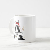 Kerstbrief A Initiaal – Festive Kerstontwerp Koffiemok (Voorkant links)